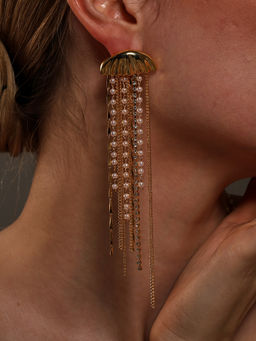 VENI - Gold Plated Oxidised Earrings
