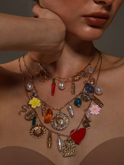 VENI - Gold-Toned Brass Silver-Plated Oxidised Necklace