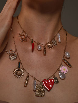 VENI - Gold-Toned Brass Silver-Plated Oxidised Necklace