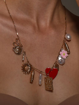 VENI - Gold-Toned Brass Silver-Plated Oxidised Necklace