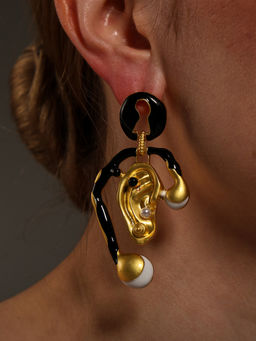 VENI - Gold Plated Oxidised Earrings