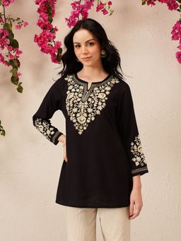 QAZMI - Women Jasmine Kashmiri A-Line Short Kurti