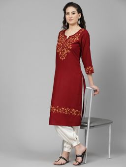 QAZMI - Aabidah Kashmiri Aari Work A-Line Kurta