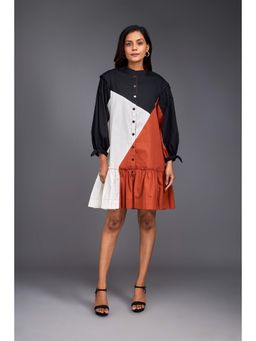 Deepika Arora - Colour Rust Block Knee Dress