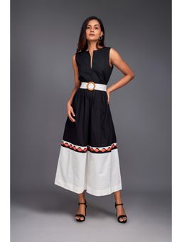 Deepika Arora - Culotte Style Black Jumpsuit with Belt (Set of 2)