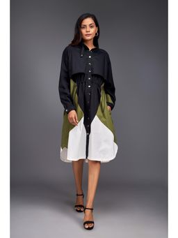 Deepika Arora - Colour Block Green Jacket Dress