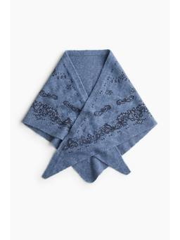 H&M - Women Blue Jacquard-Knit Triangle Scarf