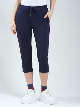 Monte Carlo - Women Navy Blue Solid Regular Fit Capri