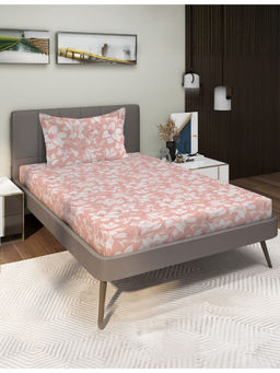 GRES Home - 120TC 100% Cotton Single Bedsheet and 1 Pillow Cover - Pink