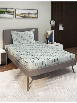 GRES Home - 120TC 100% Cotton Single Bedsheet and 1 Pillow Cover - Blue