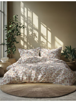 GRES Home - 120TC 100% Cotton Super King Fitted Bedsheet with 2 Pillow Covers - Rust