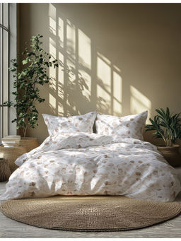 GRES Home - 120TC 100% Cotton Super King Fitted Bedsheet with 2 Pillow Covers - Brown