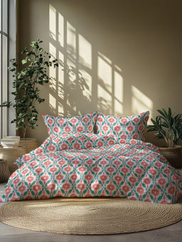 GRES Home - 120TC 100% Cotton Super King Bedsheet with 2 Pillow Covers - Pink