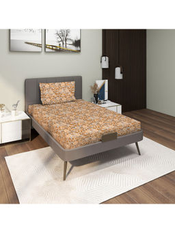 GRES Home - 120TC 100% Cotton 2 Single Bedsheet with 2 Pillow Covers - Rustic Orange (Pack of 2)