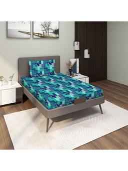 GRES Home - 120TC 100% Cotton 2 Single Bedsheet with 2 Pillow Covers - Serene Blue (Pack of 2)