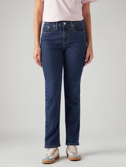 Levi's - Women 724 Dark-Blue Straight Fit Mid Rise Jeans