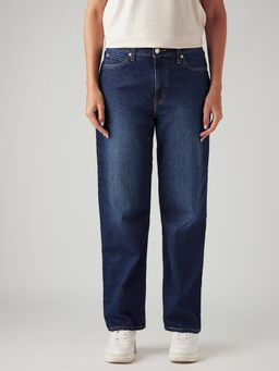 Levi's - Women 94 Dark-Blue Baggy Comfortable Fit Mid Rise Tinted Jeans