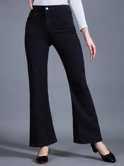 Miss Chase - Women Black Bootcut High Rise Clean Look Regular Stretchable Denim Jeans