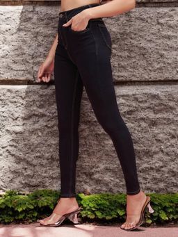 Miss Chase - Women Black Skinny High Rise Clean Look Regular Stretchable Denim Jeans