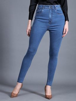 Miss Chase - Women Blue Skinny High-Rise Cropped Denim Jeans