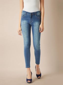 Miss Chase - Women Blue Skinny Fit Clean Look Detailing Scraped Denim Jeans