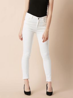 Miss Chase - Women White Skinny Clean Look Bleached Regular Length Denim Jeans