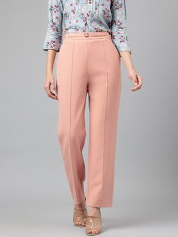 Latin Quarters - Women's Ankle Length Solid Peach Pant