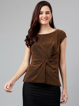 Latin Quarters - Women's Copper Solid Nylon Stretch Knit Top
