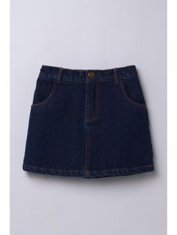 Taffy - Denim Above Knee Length Pocket Detail Skirt-Blue