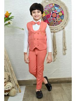 BT DEZINES - Boys Solid Double Breasted Party Suit (Set of 4)