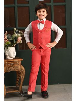 BT DEZINES - Boys Solid Double Breasted Party Suit (Set of 4)