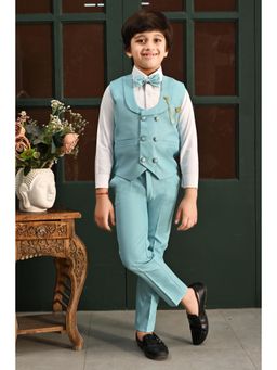 BT DEZINES - Boys Solid Double Breasted Party Suit (Set of 4)