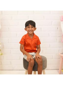 ZACH & KIKI - Lava Red Embroidered Shirt