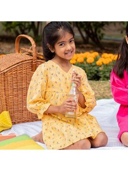 ZACH & KIKI - Autumn Yellow Wrap Dress