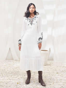 SALT Attire - White Bloom Bliss Embroidered Tiered Dress