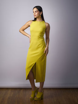 SALT Attire - Yellow Diana Midi Length Sheath Dress
