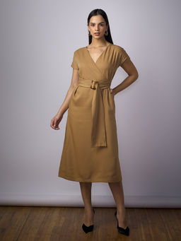 SALT Attire - Brown Florence Belted A-Line Dress
