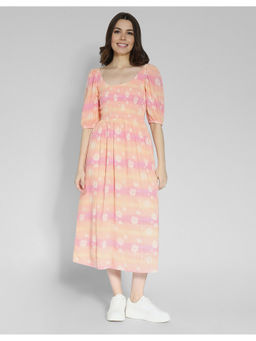 American Eagle - Women Peach Smocked Midi Dress