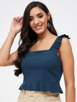 Kibo - Blue Polyester Crop Top