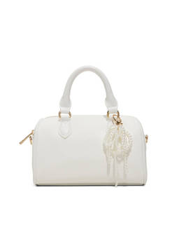 Call It Spring - White Synthetic Solid Handbag with Detachable Strap