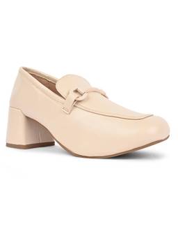 Call It Spring - Womens Off White Block Heel Loafers