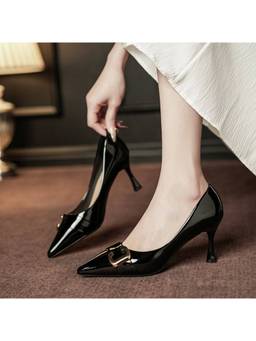 OZZARO - Women Black Junoon Spool Heels