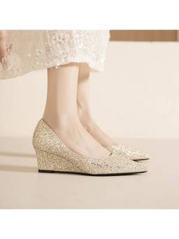 OZZARO - Women Gold Shubh Wedges Heels