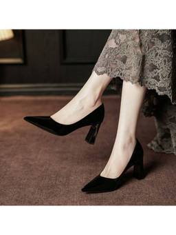 OZZARO - Women Black Madam Block Heels
