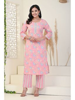 KIKU - Light Pink Straight Kurta Pant (Set of 2)