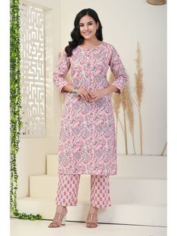 KIKU - Pink Jaal Printed Kurta Pant (Set of 2)
