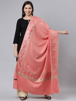Pashmoda - Women Pink Woven Design Jamawar Shawl