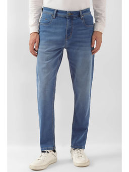 Peter England - Men Blue Light Wash Slim Tapered Jeans