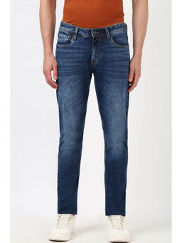 Peter England - Men Blue Mid Wash Slim Tapered Jeans