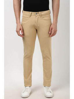 Peter England - Men Beige Light Wash Low Skinny Fit Jeans